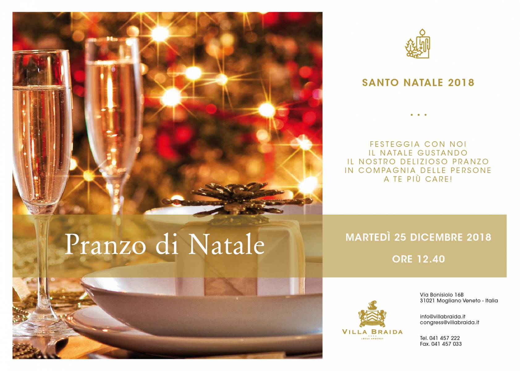 Menu Di Natale Veneto.Eventi Il Pranzo Del Santo Natale 25 Dicembre 2018 Hotel Mogliano Veneto Villa Braida Locus Amoenus Venezia