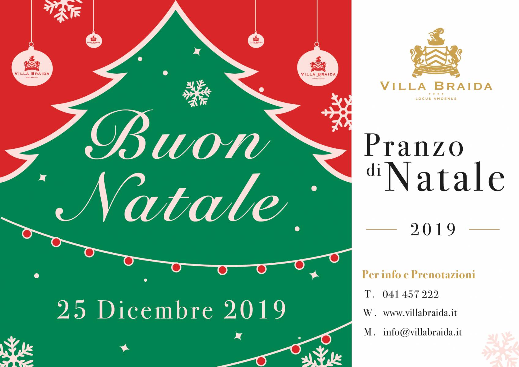 Dicembre Natale.Eventi Il Pranzo Del Santo Natale Mercoledi 25 Dicembre 2019 Hotel Mogliano Veneto Villa Braida Locus Amoenus Venezia